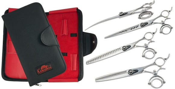 Kenchii Grooming - Shinboi Double Swivel Shear Sets - 3 or 4 Piece Sets - Choose Your Size Texturizer (21T or 36T)