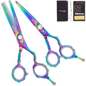 Washi Beauty - Rainbow Bamboo 2 Piece Shear Set w/ 30T Thinner - Choose Your Shear Size 5.5 or 6.0